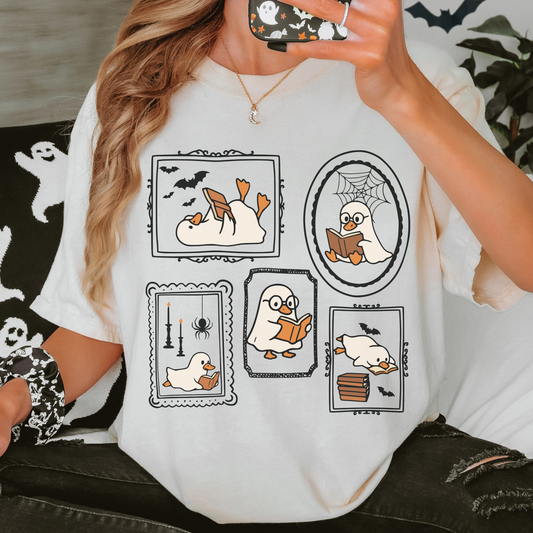 Funny Halloween Goose Shirt Comfort Colors Book Lover Tee