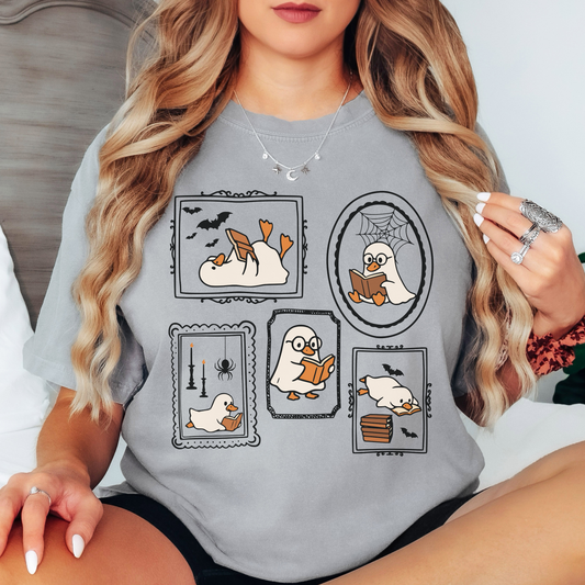 Funny Halloween Goose Shirt Comfort Colors Book Lover Tee