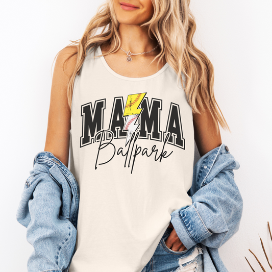 Ballpark Mama Tank Top – Comfort Colors Softball and Baseball Mom Shirt