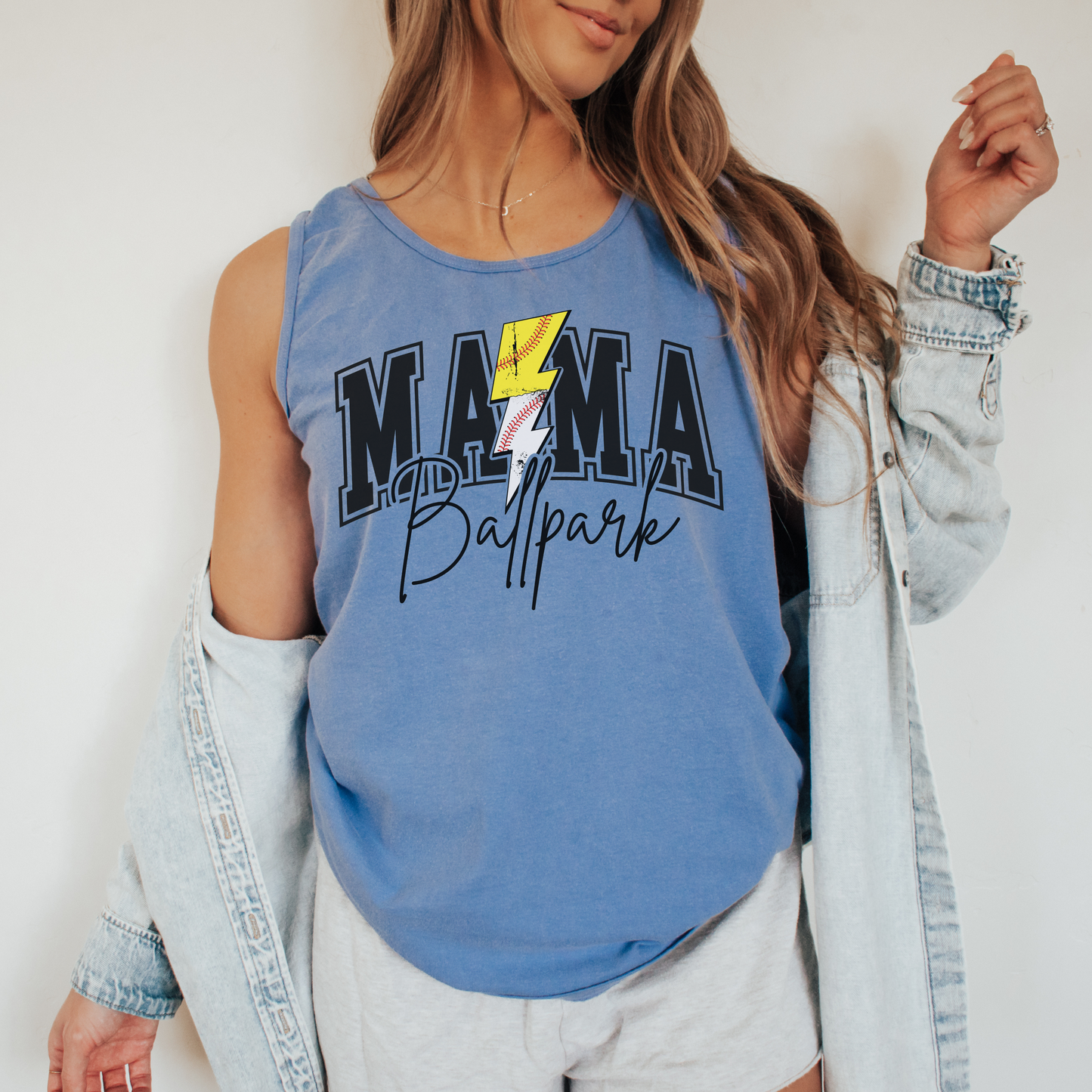 Ballpark Mama Tank Top – Comfort Colors Softball and Baseball Mom Shirt