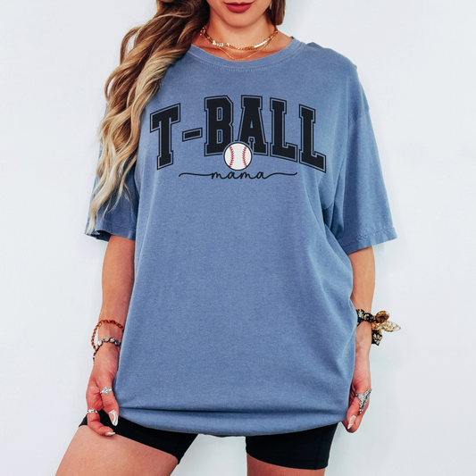 T-Ball Mama Shirt – Comfort Colors Baseball Mom Tee, Vintage T-Ball Mom Shirt with Ball Graphic, Youth Sports Game Day Shirt