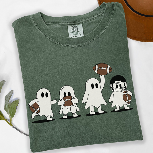Ghost Football Halloween Shirt – Comfort Colors Spooky Fall Tee for Football Fans