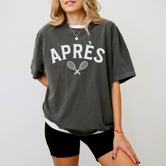 Après Tennis T-Shirt Comfort Colors | Retro Tennis Club Shirt | Sporty Chic Game Day Tee | Preppy Gift for Tennis Mom or Player