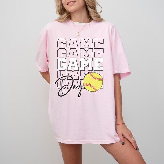 Softball Game Day T-Shirt Comfort Colors – Cute Bold Varsity Design, Athletic Tee for Moms, Coaches, Fans
