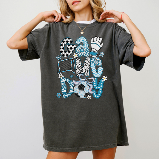 Soccer Game Day Shirt – Comfort Colors Graphic Tee with Bow for Soccer Moms & Fans