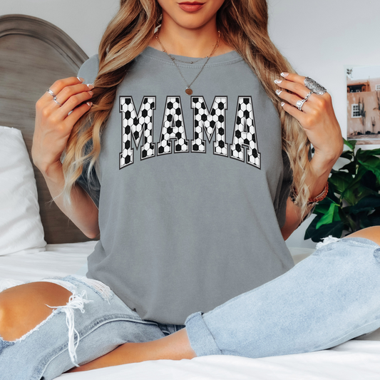 Soccer Mama Comfort Colors Tee – Soccer Ball Pattern MAMA Shirt, Cute Soccer Mom Game Day T-Shirt