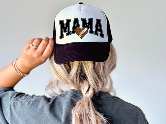 Football Mom Trucker Hat – Cute Mama Mesh Cap with Heart Football Design