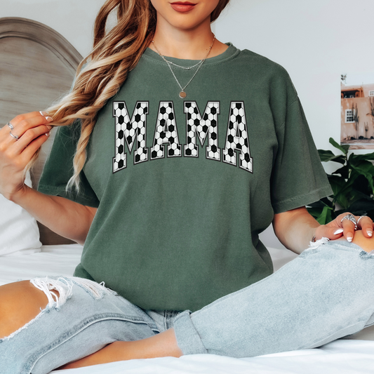 Soccer Mama Comfort Colors Tee – Soccer Ball Pattern MAMA Shirt, Cute Soccer Mom Game Day T-Shirt
