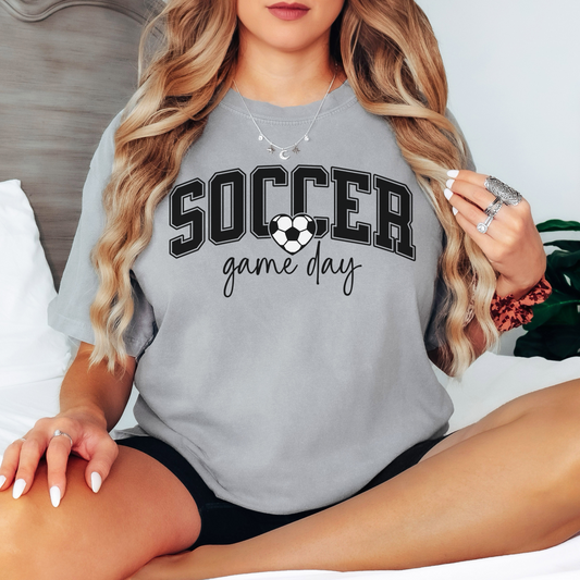 Soccer Game Day Comfort Colors Tee – Soccer Heart Graphic Shirt, Cute Game Day Soccer Mom T-Shirt
