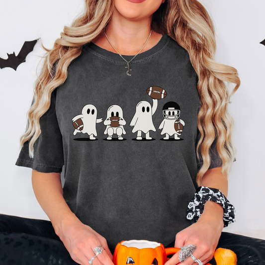 Ghost Football Halloween Shirt – Comfort Colors Spooky Fall Tee for Football Fans