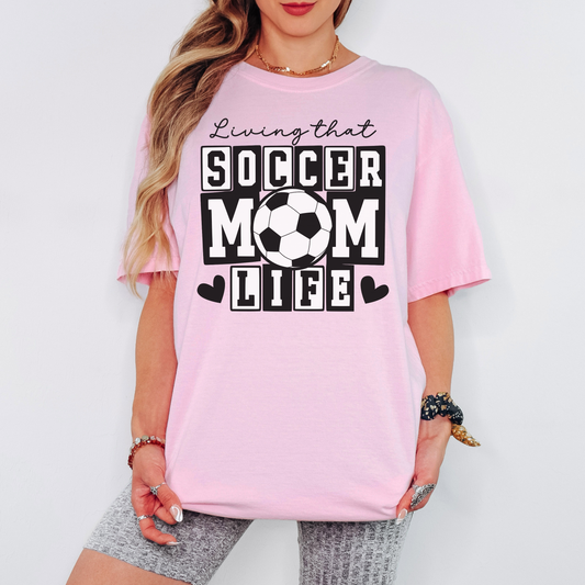Soccer Mom Life Comfort Colors Tee – Soccer Mom Shirt, Game Day Graphic T-Shirt with Hearts