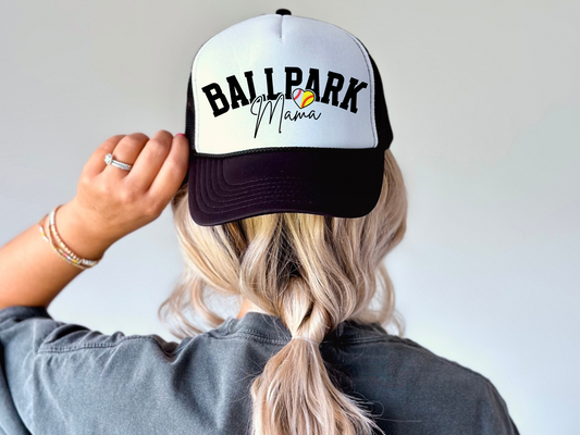 Baseball and Softball Mom Trucker Hat – Cute Mama Mesh Cap with Heart Design