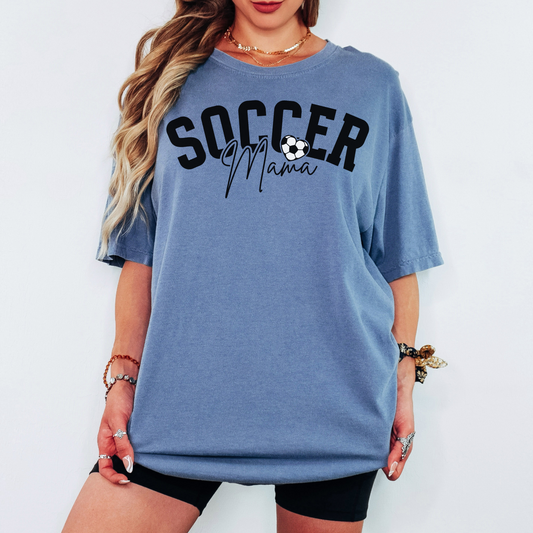 Soccer Mama Comfort Colors Tee – Soccer Mom Graphic Shirt, Game Day Soccer Ball T-Shirt