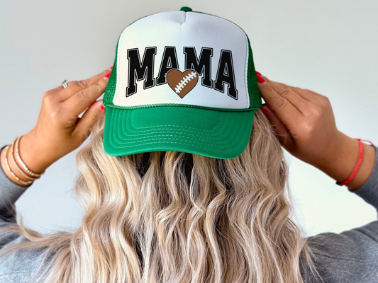 Football Mom Trucker Hat – Cute Mama Mesh Cap with Heart Football Design