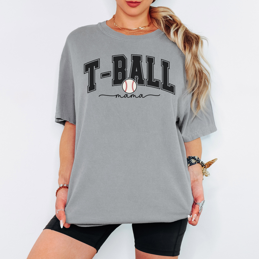 T-Ball Mama Shirt – Comfort Colors Baseball Mom Tee, Vintage T-Ball Mom Shirt with Ball Graphic, Youth Sports Game Day Shirt